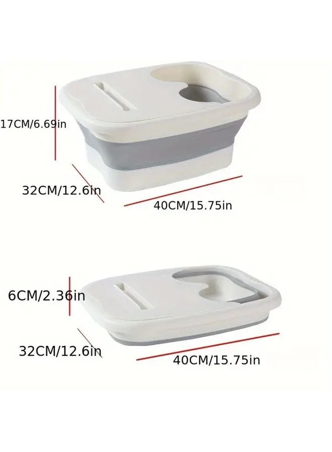White Foot Bath Bucket With Lid And Scraper Portable Foldable Soak Tub For Home Relaxation - Image 4